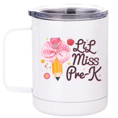 Cute Lil Miss Pre K Pre School New School Year 12 oz Stainless Steel Tumbler Cup