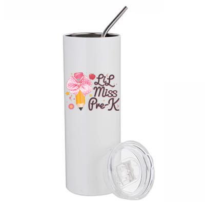 Cute Lil Miss Pre K Pre School New School Year Stainless Steel Tumbler