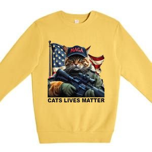 Cats Lives Matter Funny Trump 2024 Cat Maga Gift Premium Crewneck Sweatshirt