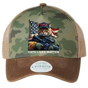 Cats Lives Matter Funny Trump 2024 Cat Maga Gift Legacy Tie Dye Trucker Hat