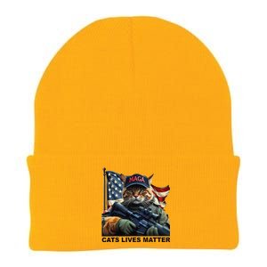 Cats Lives Matter Funny Trump 2024 Cat Maga Gift Knit Cap Winter Beanie