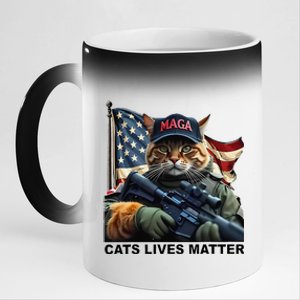 Cats Lives Matter Funny Trump 2024 Cat Maga Gift 11oz Black Color Changing Mug