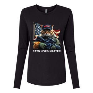 Cats Lives Matter Funny Trump 2024 Cat Maga Gift Womens Cotton Relaxed Long Sleeve T-Shirt