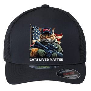 Cats Lives Matter Funny Trump 2024 Cat Maga Gift Flexfit Unipanel Trucker Cap