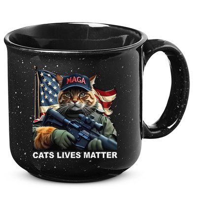 Cats Lives Matter Funny Trump 2024 Cat Maga Gift 15oz Campfire Ceramic Mug