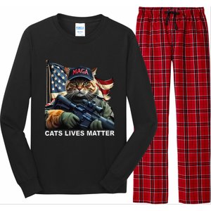 Cats Lives Matter Funny Trump 2024 Cat Maga Gift Long Sleeve Pajama Set