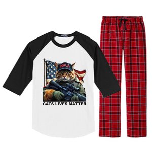 Cats Lives Matter Funny Trump 2024 Cat Maga Gift Raglan Sleeve Pajama Set