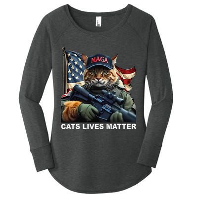 Cats Lives Matter Funny Trump 2024 Cat Maga Gift Women's Perfect Tri Tunic Long Sleeve Shirt