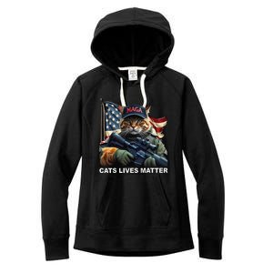 Cats Lives Matter Funny Trump 2024 Cat Maga Gift Women's Fleece Hoodie