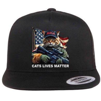 Cats Lives Matter Funny Trump 2024 Cat Maga Gift Flat Bill Trucker Hat