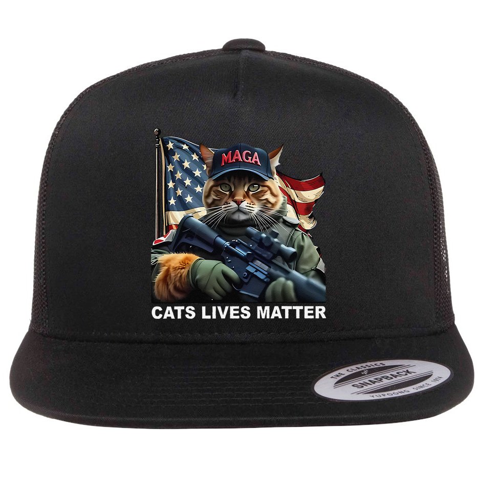 Cats Lives Matter Funny Trump 2024 Cat Maga Gift Flat Bill Trucker Hat