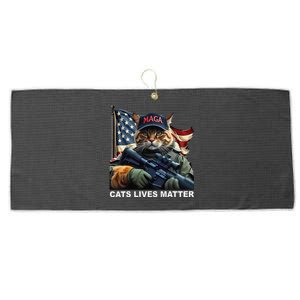 Cats Lives Matter Funny Trump 2024 Cat Maga Gift Large Microfiber Waffle Golf Towel