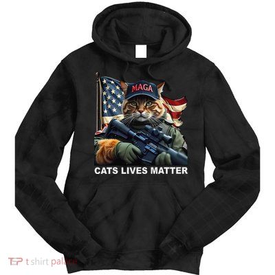 Cats Lives Matter Funny Trump 2024 Cat Maga Gift Tie Dye Hoodie
