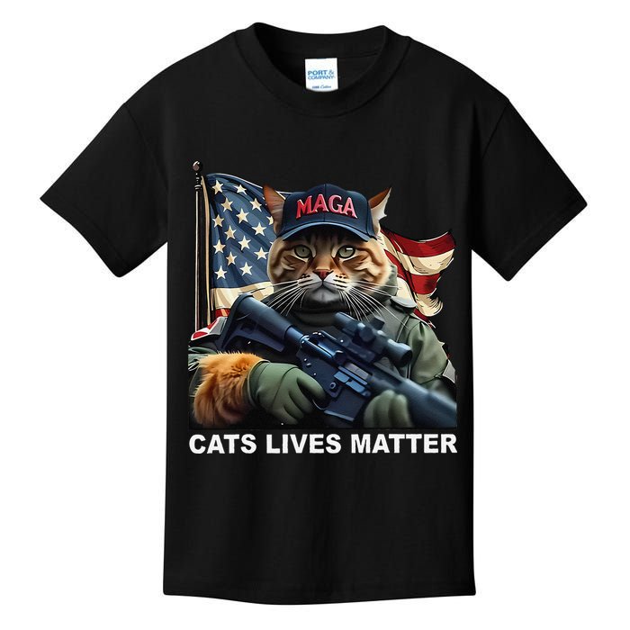 Cats Lives Matter Funny Trump 2024 Cat Maga Gift Kids T-Shirt