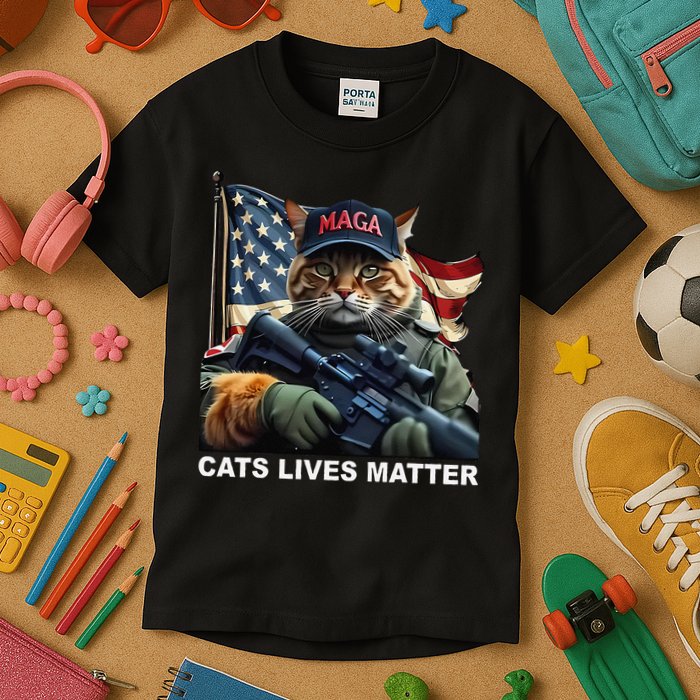Cats Lives Matter Funny Trump 2024 Cat Maga Gift Kids T-Shirt