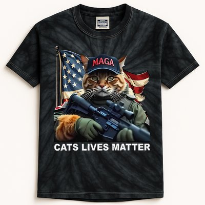 Cats Lives Matter Funny Trump 2024 Cat Maga Gift Kids Tie-Dye T-Shirt