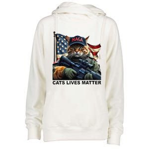 Cats Lives Matter Funny Trump 2024 Cat Maga Gift Womens Funnel Neck Pullover Hood