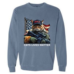 Cats Lives Matter Funny Trump 2024 Cat Maga Gift Garment-Dyed Sweatshirt