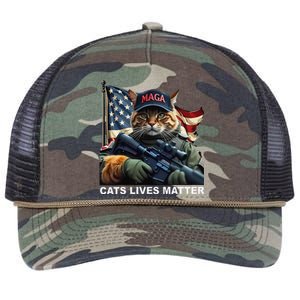 Cats Lives Matter Funny Trump 2024 Cat Maga Gift Retro Rope Trucker Hat Cap