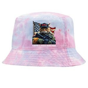 Cats Lives Matter Funny Trump 2024 Cat Maga Gift Tie-Dyed Bucket Hat