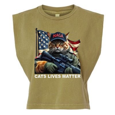 Cats Lives Matter Funny Trump 2024 Cat Maga Gift Garment-Dyed Women's Muscle Tee