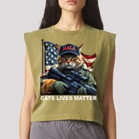 Cats Lives Matter Funny Trump 2024 Cat Maga Gift Garment-Dyed Women's Muscle Tee