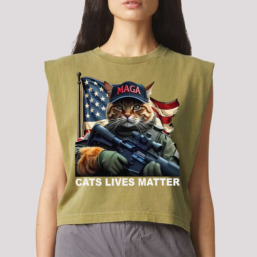 Cats Lives Matter Funny Trump 2024 Cat Maga Gift Garment-Dyed Women's Muscle Tee