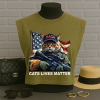 Cats Lives Matter Funny Trump 2024 Cat Maga Gift Garment-Dyed Women's Muscle Tee