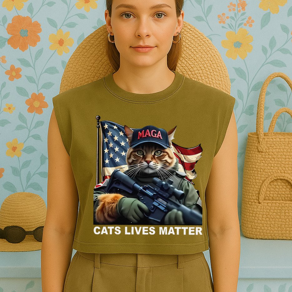 Cats Lives Matter Funny Trump 2024 Cat Maga Gift Garment-Dyed Women's Muscle Tee