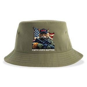 Cats Lives Matter Funny Trump 2024 Cat Maga Gift Sustainable Bucket Hat