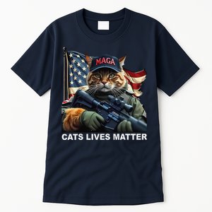 Cats Lives Matter Funny Trump 2024 Cat Maga Gift Tall T-Shirt