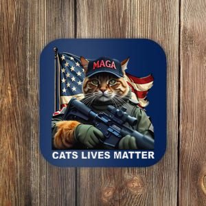 Cats Lives Matter Funny Trump 2024 Cat Maga Gift Coaster