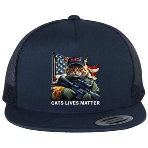 Cats Lives Matter Funny Trump 2024 Cat Maga Gift Flat Bill Trucker Hat