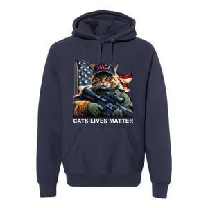 Cats Lives Matter Funny Trump 2024 Cat Maga Gift Premium Hoodie