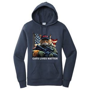 Cats Lives Matter Funny Trump 2024 Cat Maga Gift Women's Pullover Hoodie