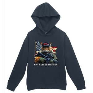 Cats Lives Matter Funny Trump 2024 Cat Maga Gift Urban Pullover Hoodie