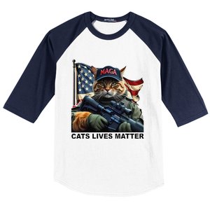 Cats Lives Matter Funny Trump 2024 Cat Maga Gift Baseball Sleeve Shirt