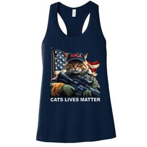 Cats Lives Matter Funny Trump 2024 Cat Maga Gift Women's Racerback Tank