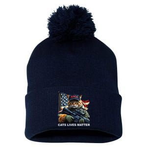 Cats Lives Matter Funny Trump 2024 Cat Maga Gift Pom Pom 12in Knit Beanie