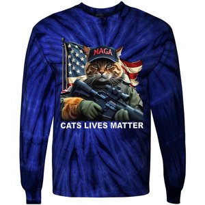 Cats Lives Matter Funny Trump 2024 Cat Maga Gift Tie-Dye Long Sleeve Shirt