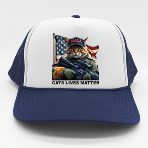 Cats Lives Matter Funny Trump 2024 Cat Maga Gift Trucker Hat