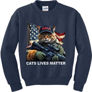 Cats Lives Matter Funny Trump 2024 Cat Maga Gift Kids Sweatshirt