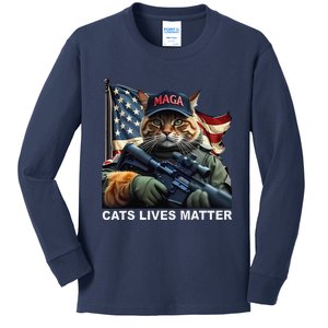 Cats Lives Matter Funny Trump 2024 Cat Maga Gift Kids Long Sleeve Shirt