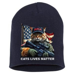 Cats Lives Matter Funny Trump 2024 Cat Maga Gift Short Acrylic Beanie