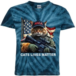 Cats Lives Matter Funny Trump 2024 Cat Maga Gift Kids Tie-Dye T-Shirt