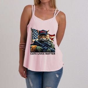 Cats Lives Matter Funny Trump 2024 Cat Maga Gift Women's Strappy Tank