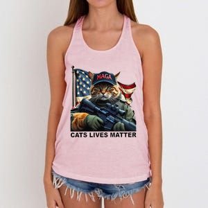 Cats Lives Matter Funny Trump 2024 Cat Maga Gift Women's Knotted Racerback Tank