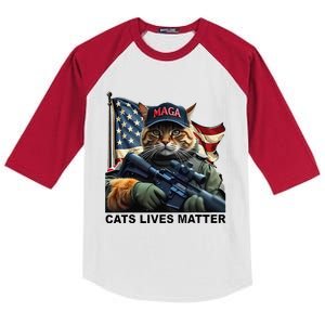 Cats Lives Matter Funny Trump 2024 Cat Maga Gift Kids Colorblock Raglan Jersey