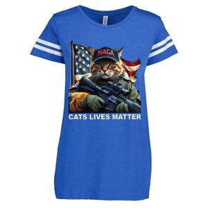 Cats Lives Matter Funny Trump 2024 Cat Maga Gift Enza Ladies Jersey Football T-Shirt