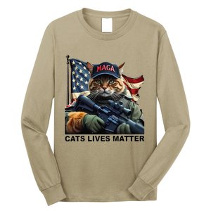 Cats Lives Matter Funny Trump 2024 Cat Maga Gift Long Sleeve Shirt